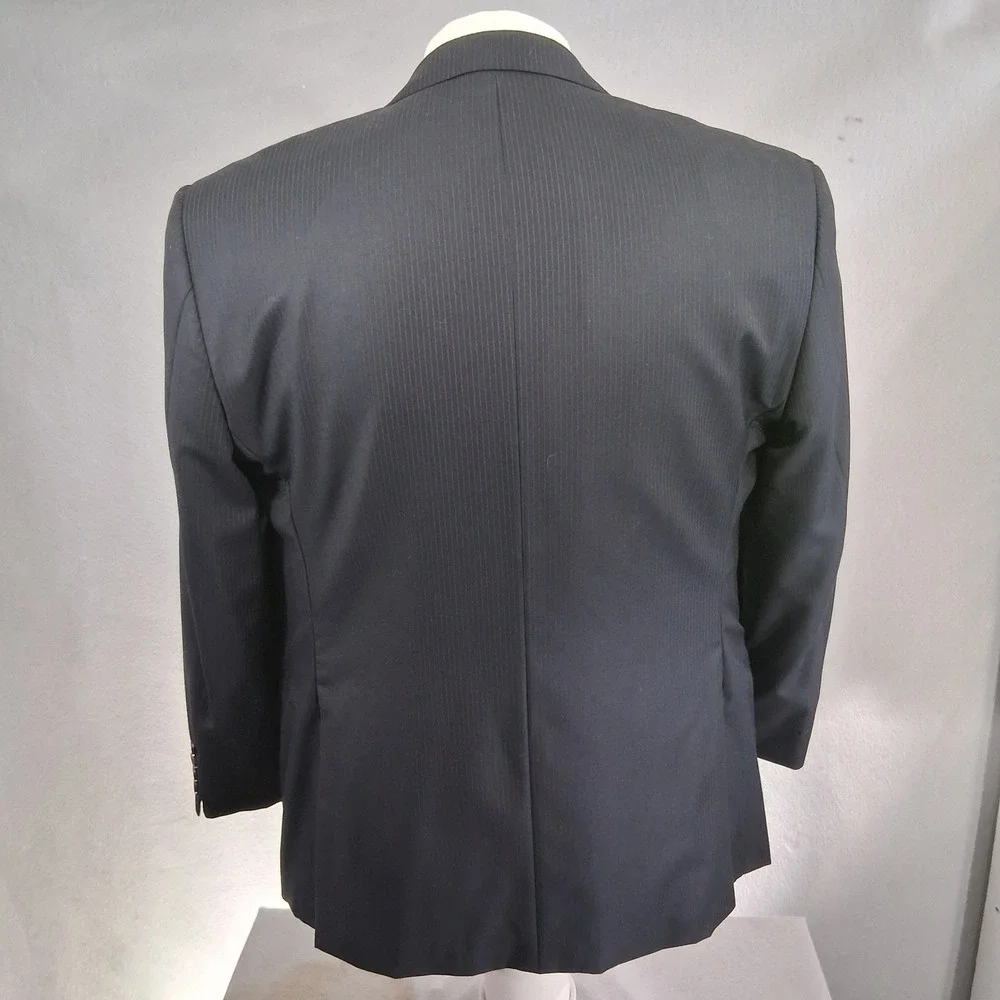 Baroni Prive Blazer Mens 42S Black Stripe Super 150s Wool Two Button Double Vent